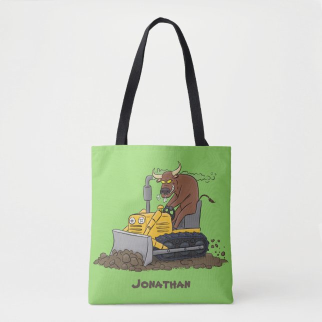 Bolsa Tote Cartoon buldozer engraçado (Frente)