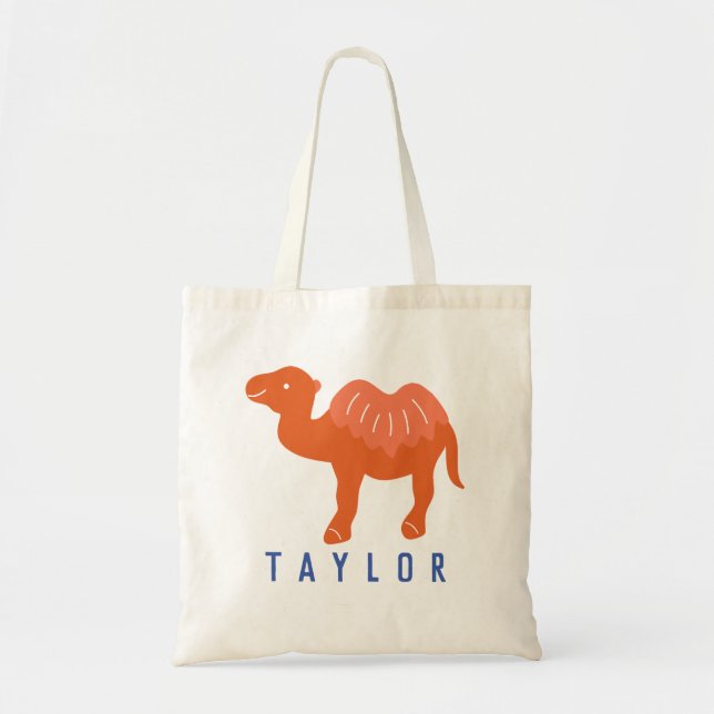 Bolsa Tote Cartoon Camel Orange Bactrian 2 Humps Personalizad (Frente)