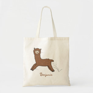 Bolsa Tote Cartoon castanho-branco e bonito