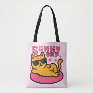 Bolsa Tote Cartoon Chill cat em floatie no humor solar