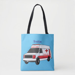 Bolsa Tote Cartoon de ambulância vermelha