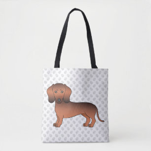Bolsa Tote Cartoon de Cabelo Curto Vermelho Cão e patas