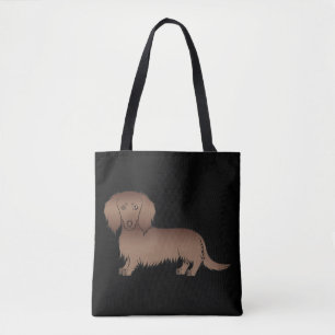 Bolsa Tote Cartoon De Cabelo Longo De Chocolate Cão Preto