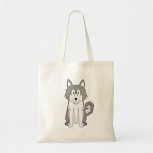 Bolsa Tote Cartoon de Cachorro Incrível Husky Siberiano