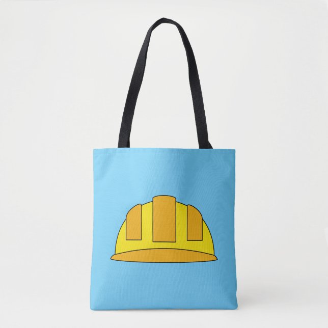 Bolsa Tote Cartoon de chapéu de Duro amarelo (Frente)