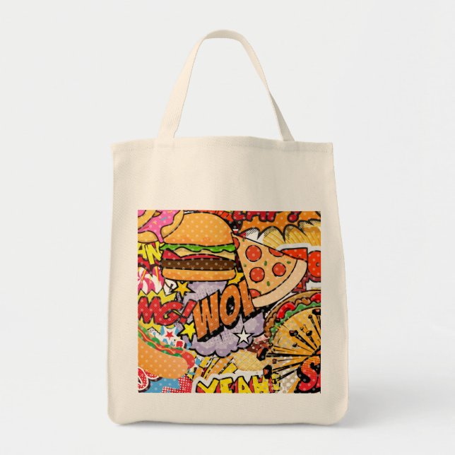 Bolsa Tote Cartoon de comida (Frente)