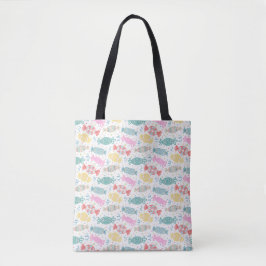 Bolsa Tote Cartoon de cores festivas multicolores