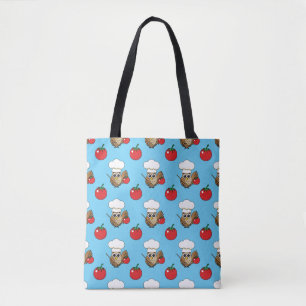 Bolsa Tote Cartoon de Coruja Cozinhar