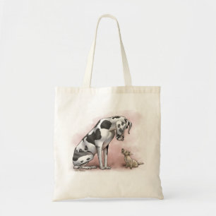 Bolsa Tote Cartoon de Dogue Alemão e Terrier Escocês