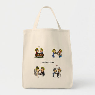 Bolsa Tote Cartoon de Envelhecimento em Conjunto do Casal