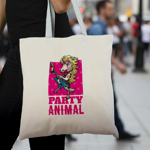 Bolsa Tote Cartoon de Glam Rocker, do Partido Funny Unicorn