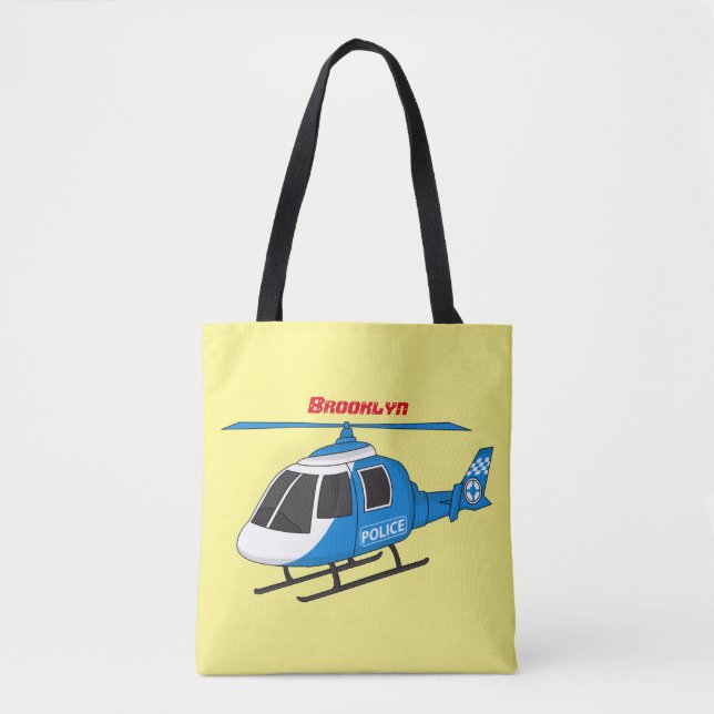 Bolsa Tote Cartoon de helicóptero do Departamento de Polícia (Frente)