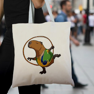 Bolsa Tote Cartoon de Hoop da ginástica de Capybara Rhythmic