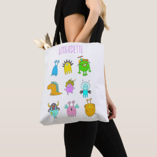 Bolsa Tote Cartoon de Monstro Colorido Simples e Bonito Perso
