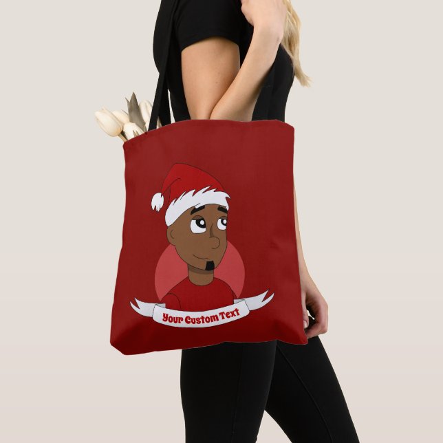 Bolsa Tote Cartoon de Natal do homem sorridente (Close Up)