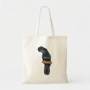 Bolsa Tote Cartoon de pássaro preto de cauda vermelha