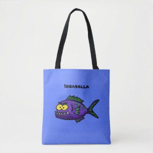 Bolsa Tote Cartoon de peixe Piranha