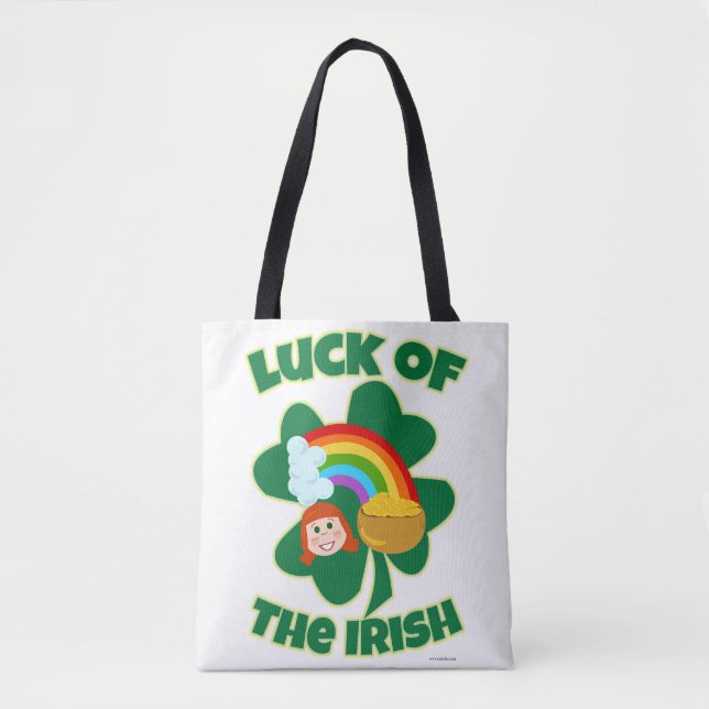 Bolsa Tote Cartoon de Shamrock, uma pedra-pomposa, na Irlanda (Frente)