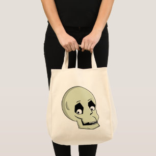 Bolsa Tote Cartoon de Sorriso de Crânio Reproduzido