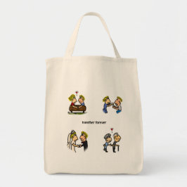 Bolsa Tote Cartoon do Casal 🎉 Envelhecimento