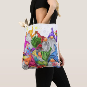 Bolsa Tote Cartoon do Feliz Natal Gnomo Desenho Engraçado 