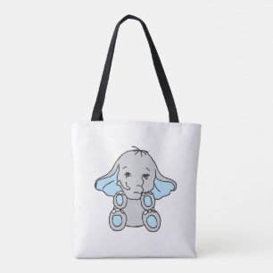 Bolsa Tote Cartoon Elefante de Padrão Desenhado à Mão Azul