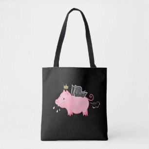 Bolsa Tote Cartoon Engraçado - Magia-Porca-Voadora