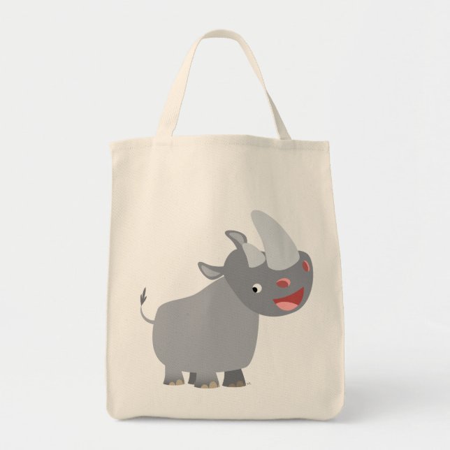Bolsa Tote Cartoon Engraçado Rhino Grocery Tote Bag (Frente)