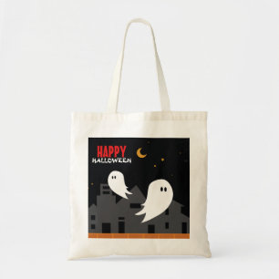 Bolsa Tote Cartoon fantasma da cidade de Halloween