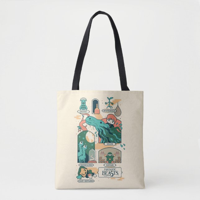 Bolsa Tote Cartoon Fantastic Beasts Scenes (Frente)