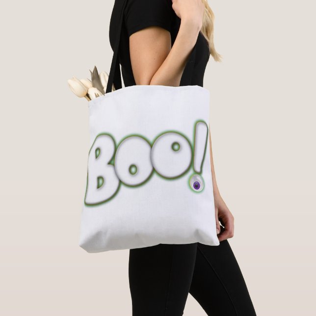 Bolsa Tote Cartoon Ghost BOO Lettering Halloween Eye Candy (Close Up)