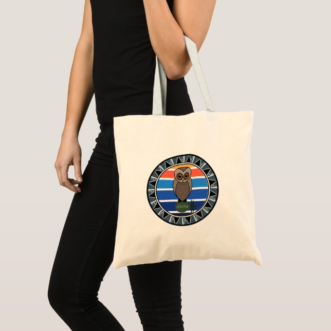 Bolsa Tote Cartoon Hawail Owl Pueo (Frente (produto))