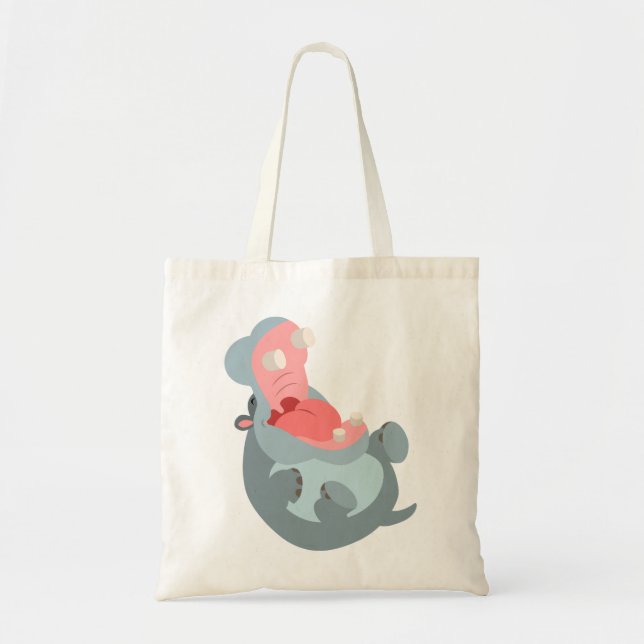 Bolsa Tote Cartoon Hippo Bag Bonito Rindo (Frente)