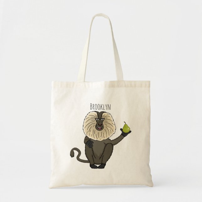 Bolsa Tote Cartoon macaco macaco-cauda-leão engraçado (Frente)