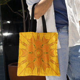 Bolsa Tote Cartoon Mandala Flor Amarelo