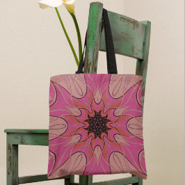 Bolsa Tote Cartoon Mandala Flor Rosa