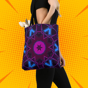 Bolsa Tote Cartoon Mandala Puro Rosa e Azul