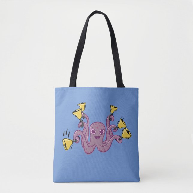 Bolsa Tote Cartoon Octopus Ringing Handbels (Frente)
