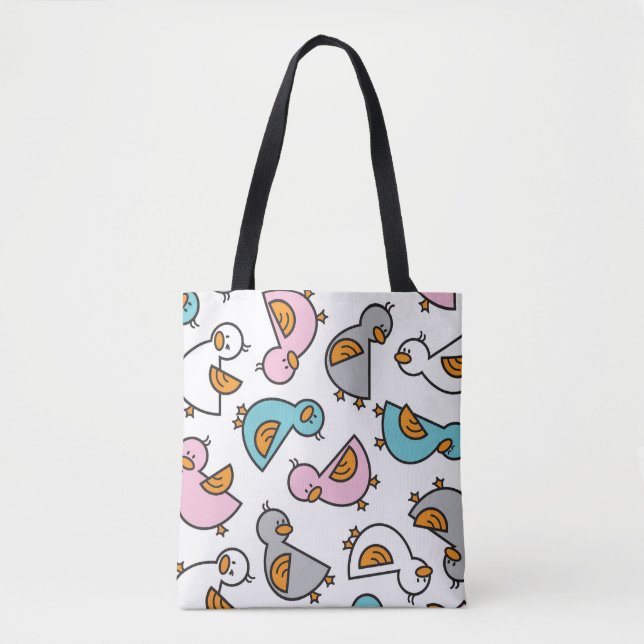Bolsa Tote Cartoon Pastel Cute Baby Ducklings Whimical (Frente)
