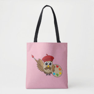 Bolsa Tote Cartoon Pintor Coruja