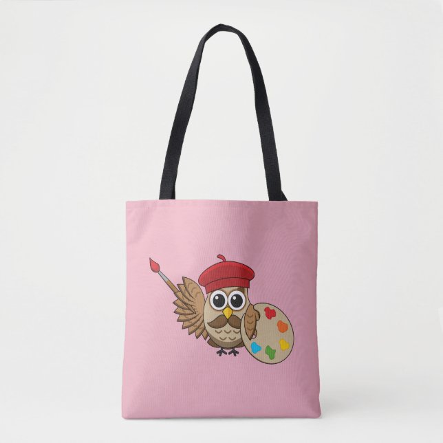 Bolsa Tote Cartoon Pintor Coruja (Frente)
