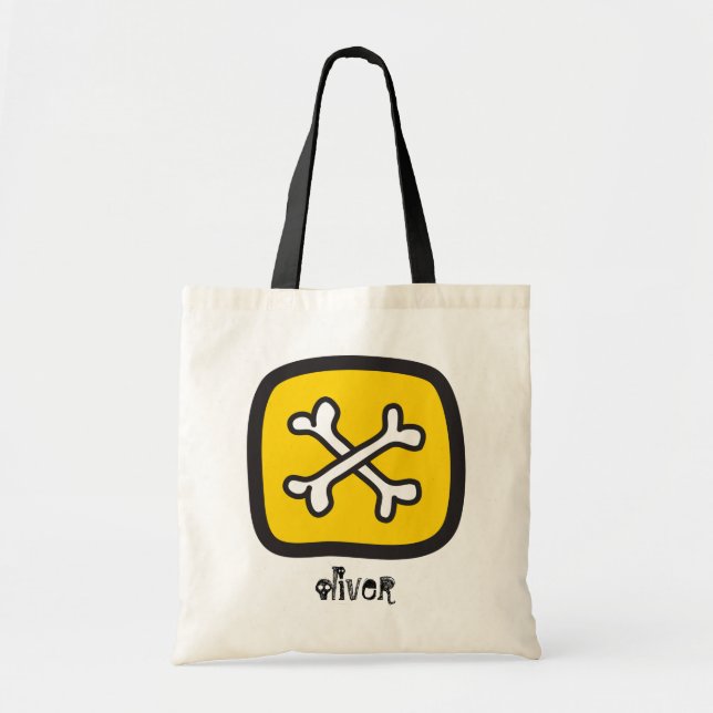 Bolsa Tote Cartoon Pirate Skull & Bone Kid's Festa de Hallowe (Frente)