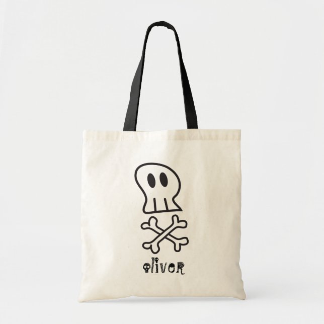 Bolsa Tote Cartoon Pirate Skull & Bone Kid's Festa de Hallowe (Frente)