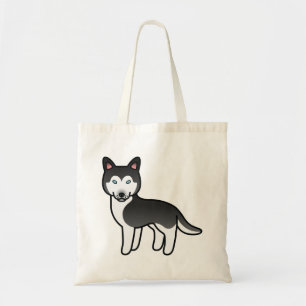 Bolsa Tote Cartoon Preto E Branco Cachorro Siberiano