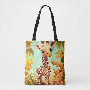 Bolsa Tote Cartoon Tropical Cachorinha Girafa