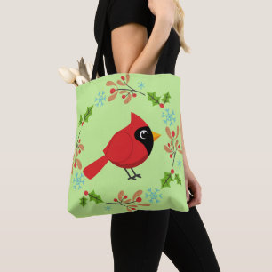 Bolsa Tote Cartoon Vermelho Bonito com Flores