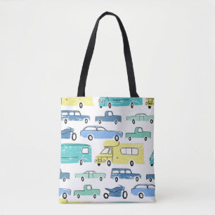 Bolsa Tote Cartoons urbanos e de transporte com um padrão pe