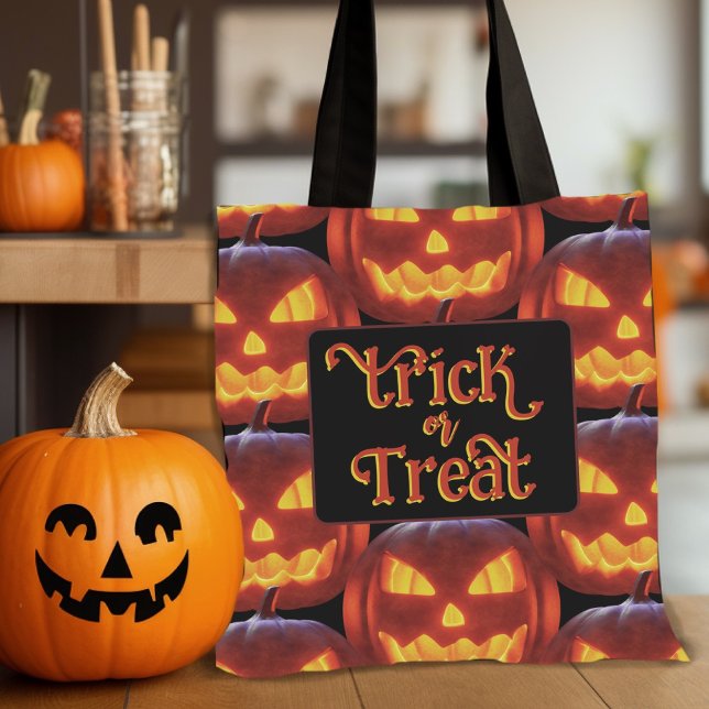Bolsa Tote Carved Pumpkins Halloween Candy Bag (Criador carregado)