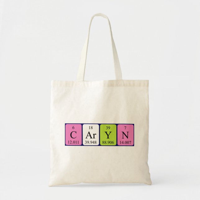 Bolsa Tote Caryn com nome de mesa periódico tosbag (Frente)