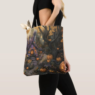 Bolsa Tote Casa Adorável e Pumpkin do Halloween